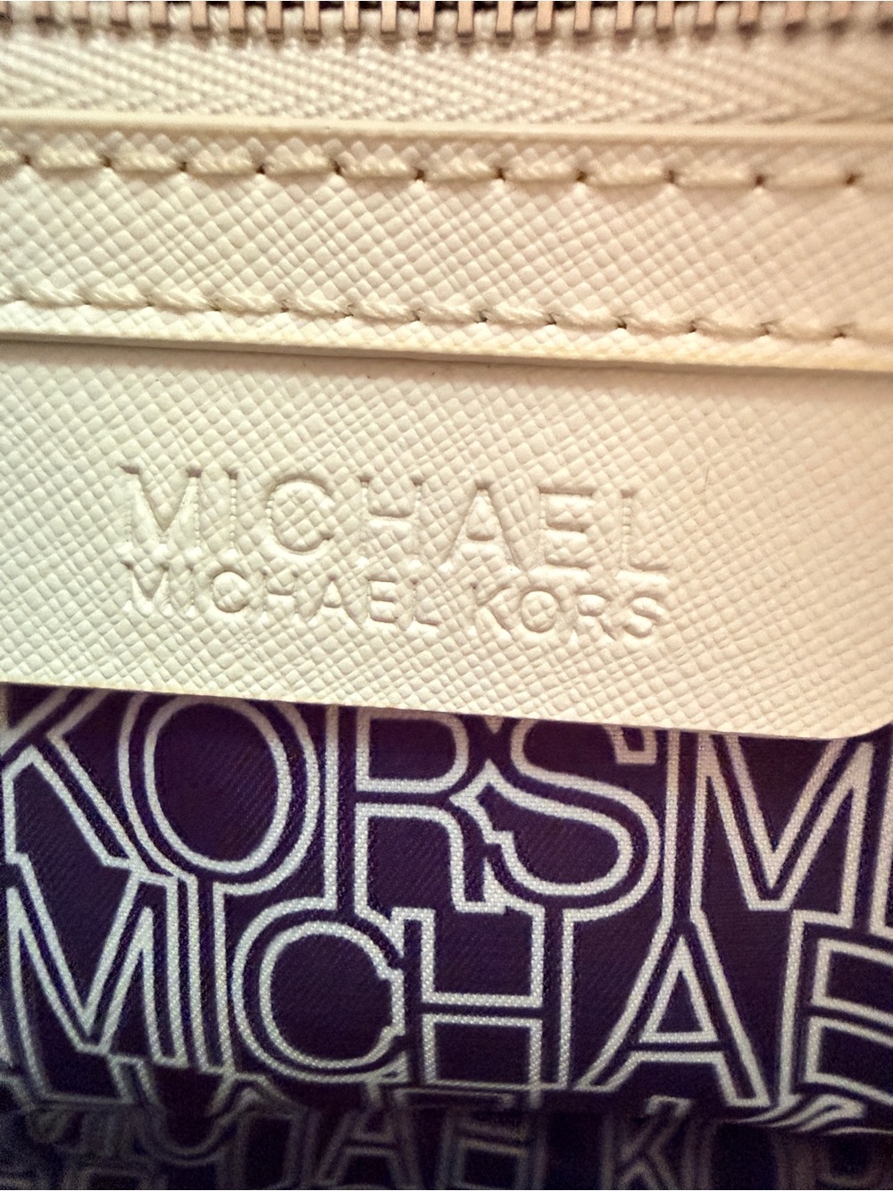 Michael Kors | Kiki Polka Dot Tote Bag, Navy and White with MK Charm - Picture 5 of 14